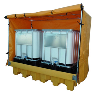 Imagen de Cubeta Retenedora con Rejilla y Toldo para 2 Depósitos de 1000 litros 
