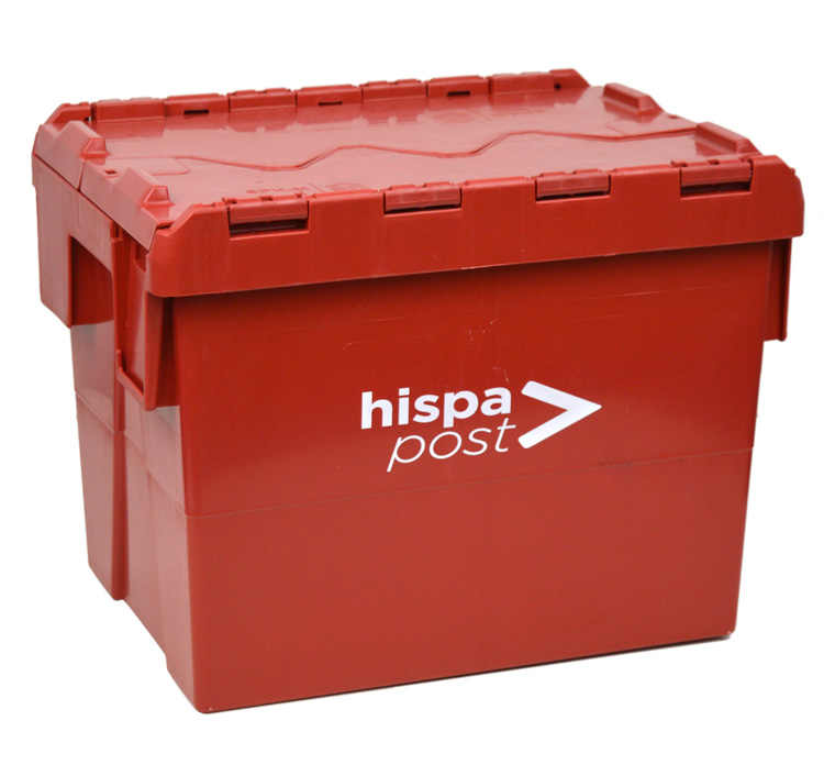 Todocontenedor.com suministra a Hispapost 1000 unidades de cajas tipo “apilable con tapa” como caja clasificadora de envíos, tras analizar con el cliente las dificultades logísticas de almacenaje y transporte del correo postal que la empresa necesita optimizar.